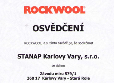 Certifikát tepelné izolace ROCKWOOL